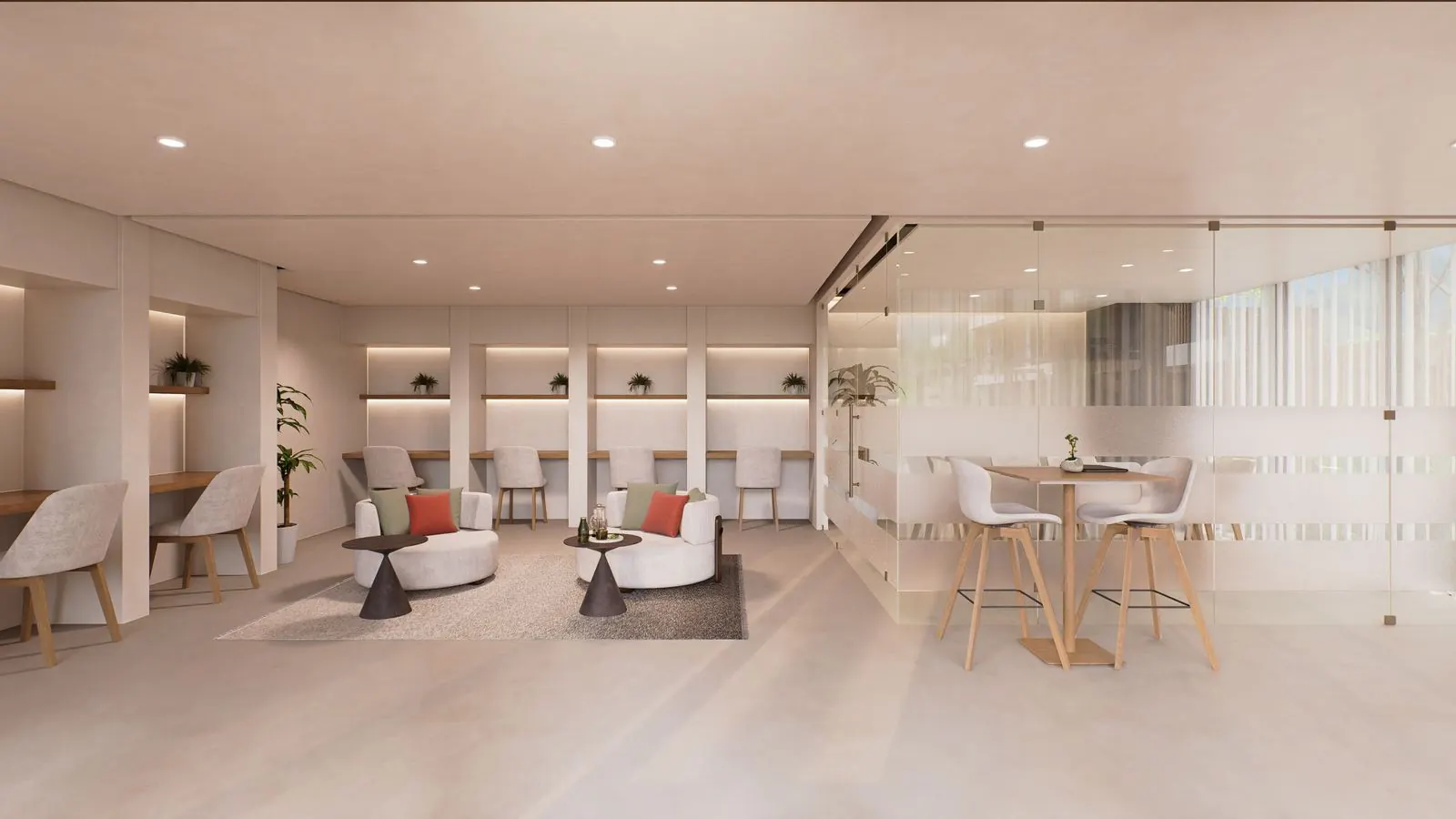 Coworking, Amenidades, render referencial