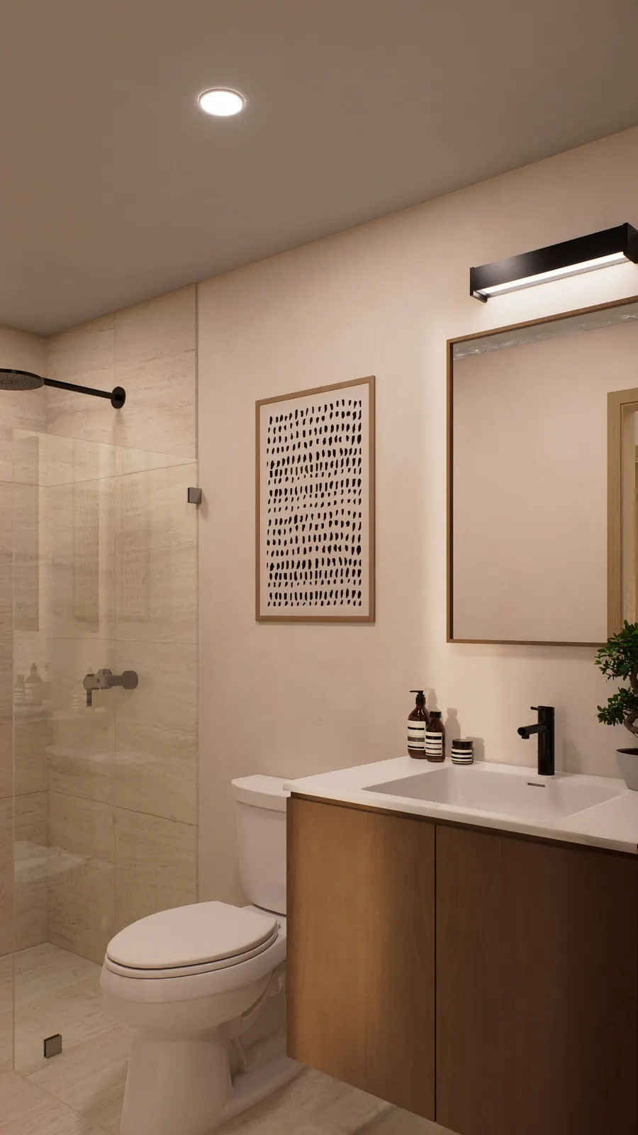 Baño, Apto. 3 habitaciones, render referencial