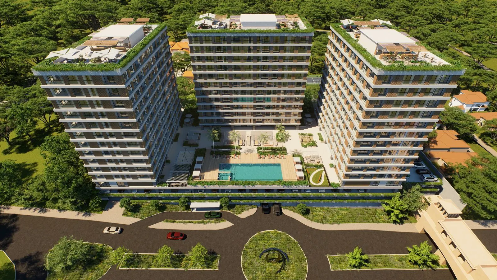 Vista aérea, Exteriores, render referencial